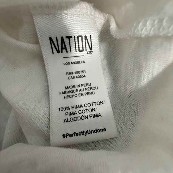 Nation One Shoulder Prima Cotton White T-Shirt - Picture 5 of 6
